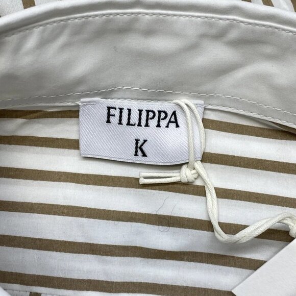 NEW FILIPPA K Women’s Tuxedo Shirt White/Light Brown Size 2 Cotton Striped - Picture 6 of 11